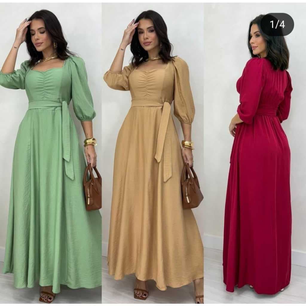 VESTEDO FEMENINO KELLY MANGA 3,4 COM LAÇO