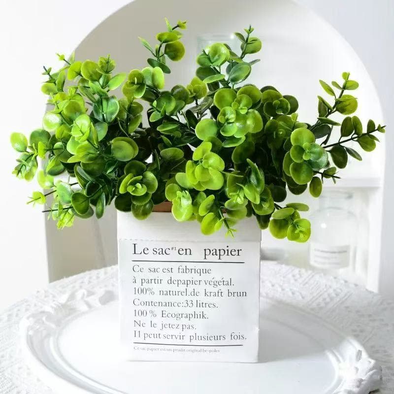 Eucalipto Artificial Floral Folhagem para Decoração de Casamento, Arranjo Bem Cheio