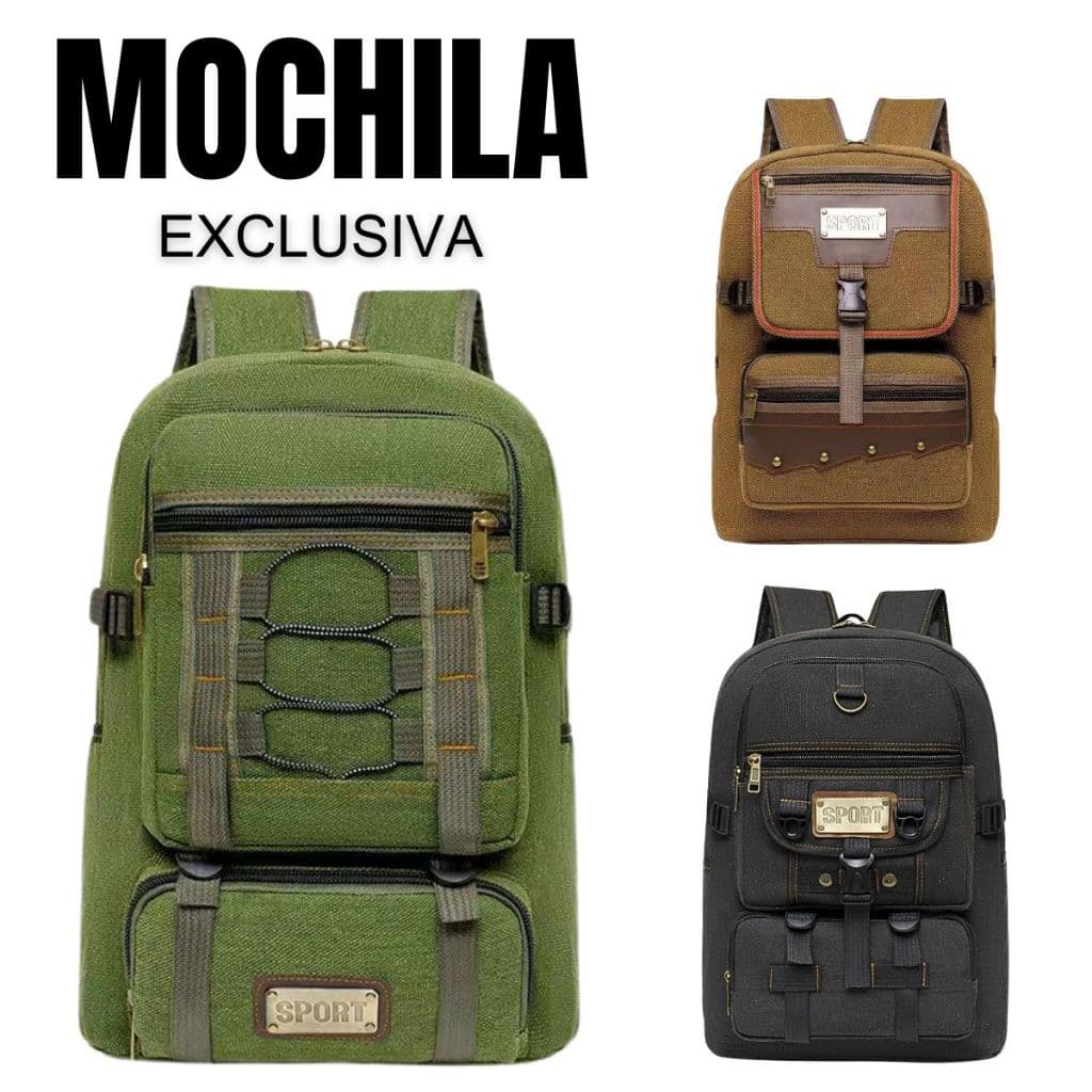 Mochila Lona Média Exclusiva Reforçada Unissex Camping Trabalho Trilha Faculdade