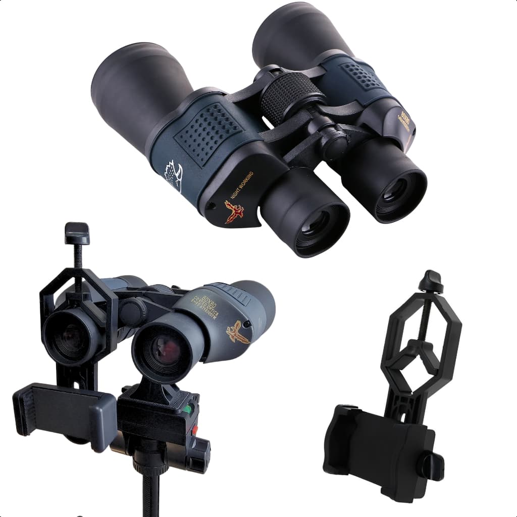 Binóculo Profissional Longo Alcance Zoom 80x80 Até 16km com Suporte Para Celular