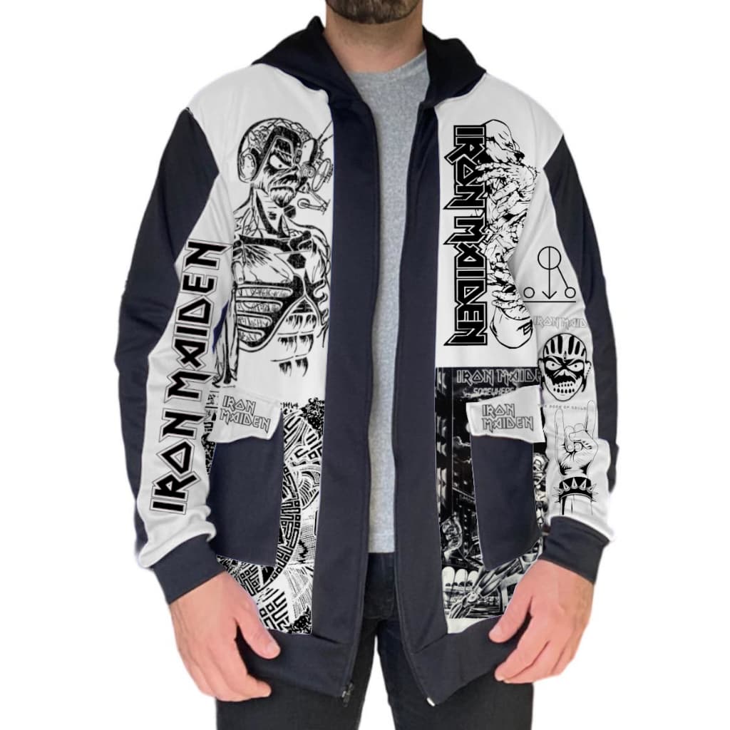 Blusa de Moletom Jaqueta de Zíper Rock Iron Maiden