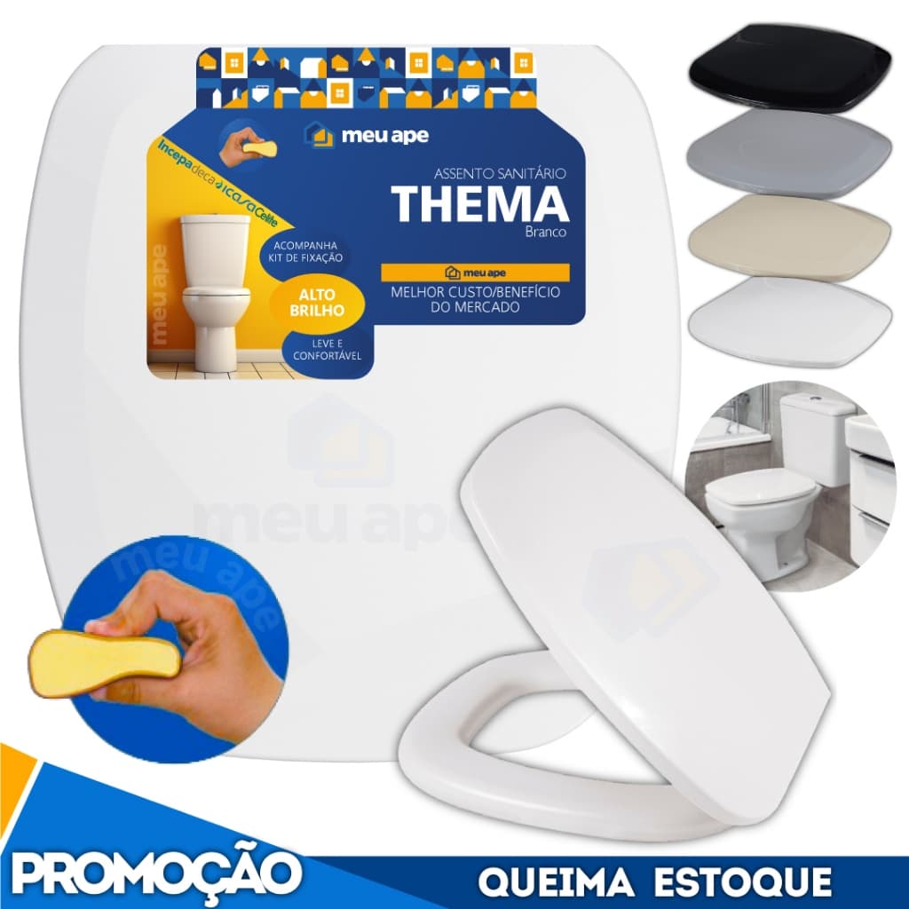 Assento Sanitário Almofadado Basico Retangular Thema Incepa 1.6gpf/6lpf