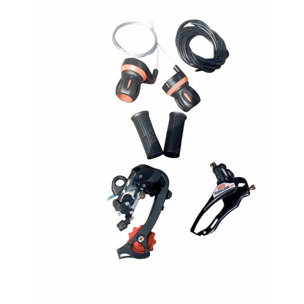 KIT CAMBIO MARCHA 21v COM TROCADOR CABOS E CONDUITES