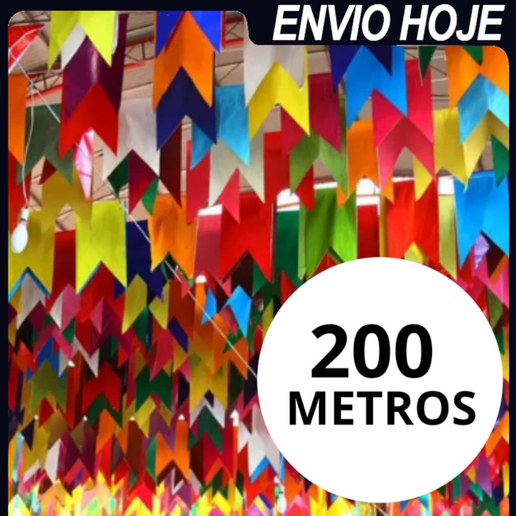 Kit 200 Metros Bandeirinhas De Plástico Festa Junina São João  Decoração Bandeirola