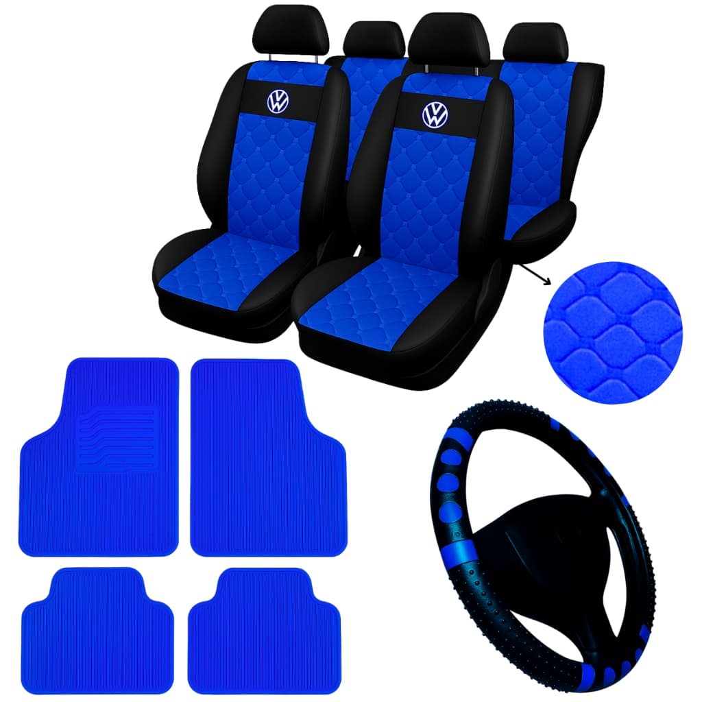 kit Capa De Banco Carro Gol G1 G2 G3 G4 G5 G6  Capa De Volante + tapete de carro vermelho azul rosa