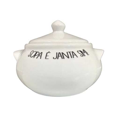 Sopeira Porcelana Decorada Redonda Com Tampa 800ml
