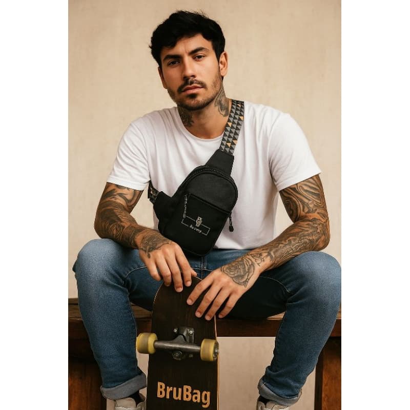 Shoulder Bag Preto Unissex Impermeável Praticidade e Estilosa Bolsa Tira Colo Slim