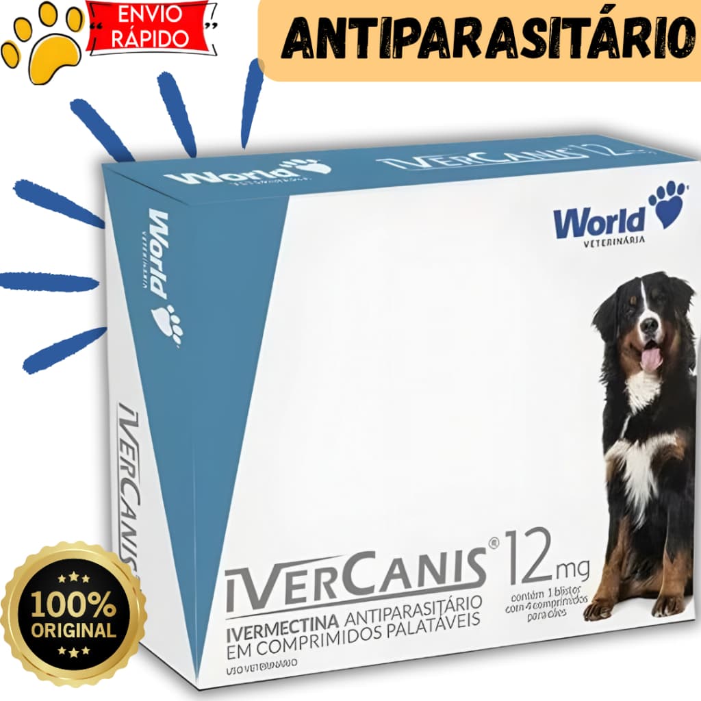 Remédio Para Carrapato, Pulga e Sarna IverCanis 12mg World