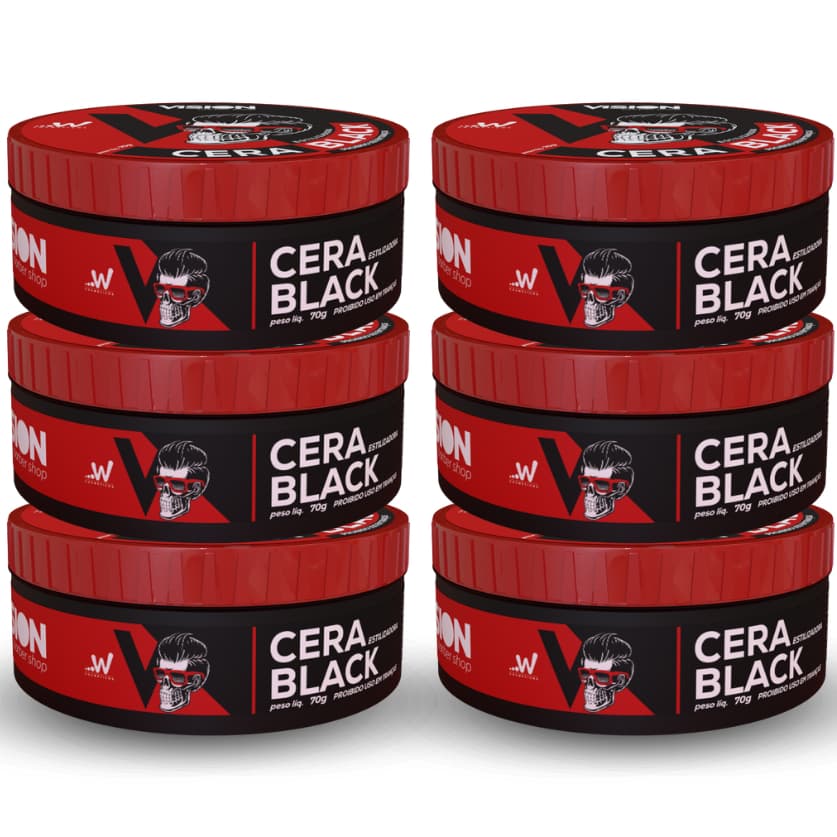 Kit 06 Cera Pomada Modeladora Vision Barber Shop 70g Barba Cabelo Bigode