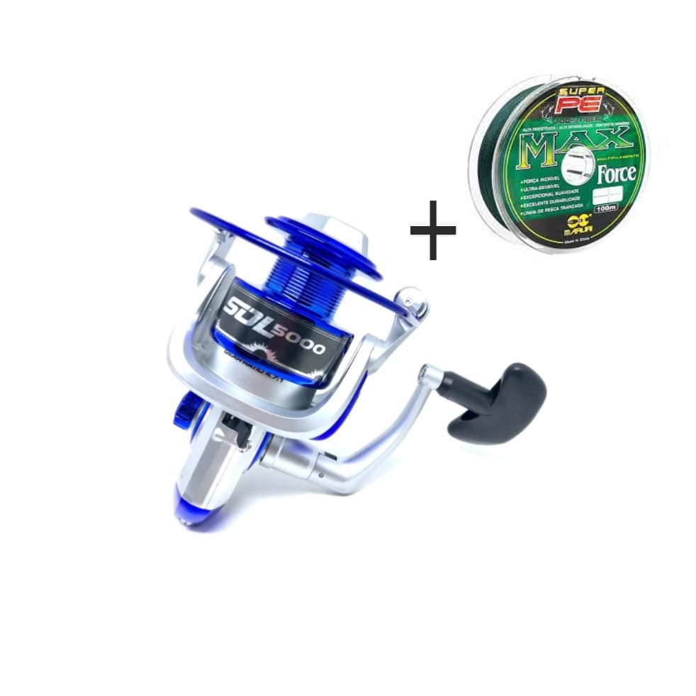 MOLINETE SOL 6000/5000 + LINHA MULTIFILAMENTO 100MTS