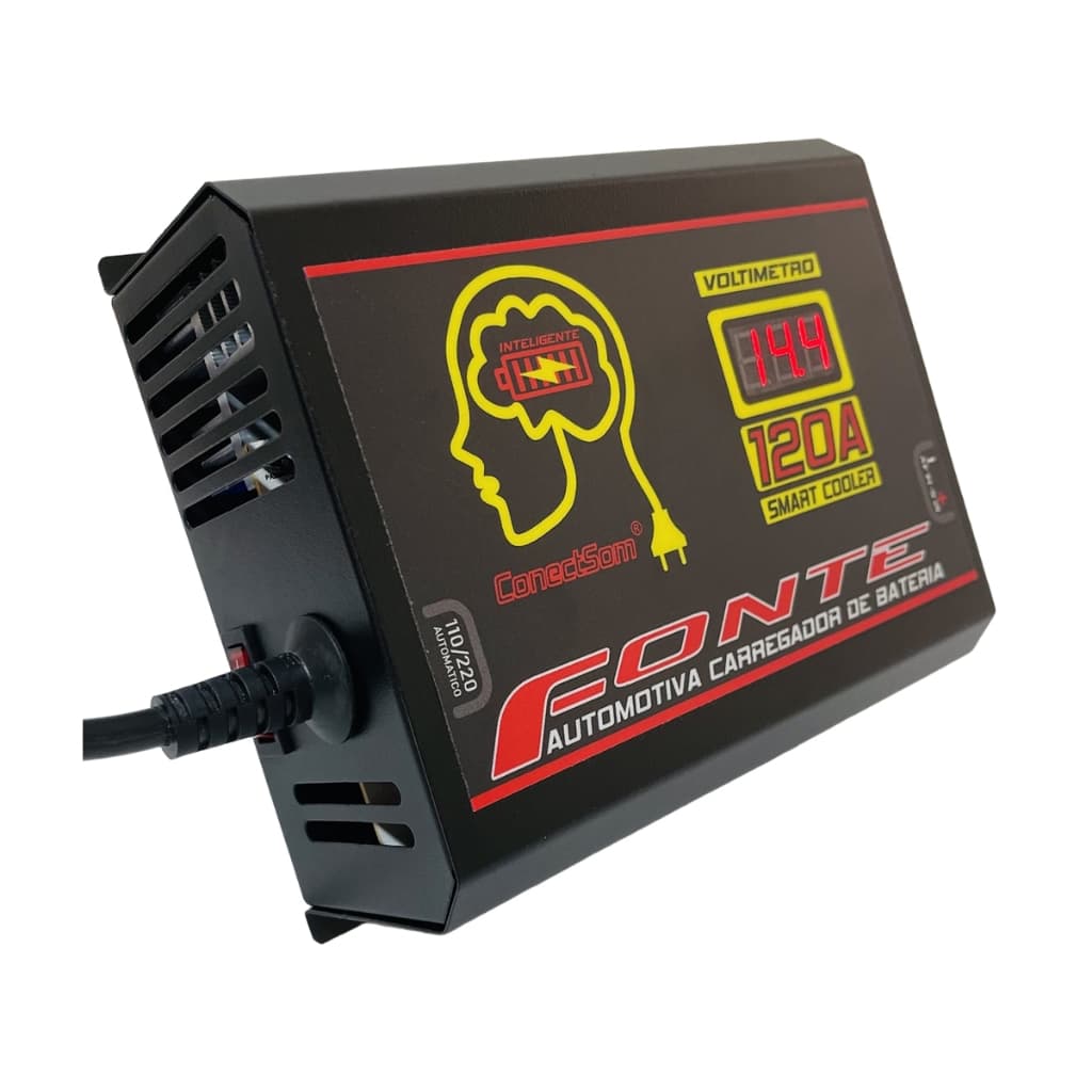 Fonte 120A Automotiva Digital Bivolt Estabilizada Som Automotivo + Caixa Bob