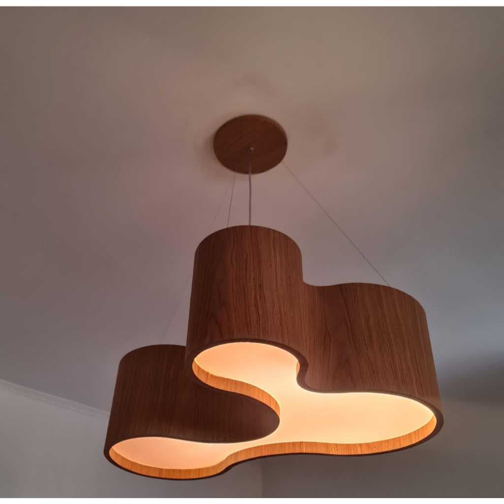 Pendente Semi Cilíndrico Madeira 75 cm