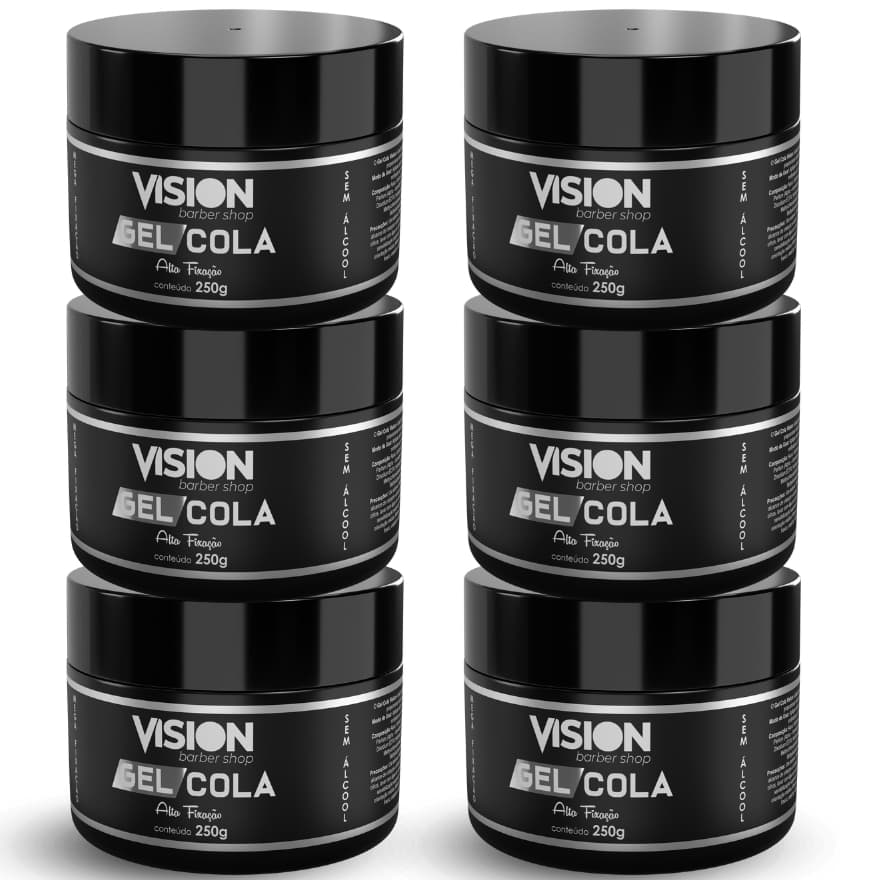 Kit Gel Cola Alta Fixação Vision Barber Shop 250g - 06 Unidades