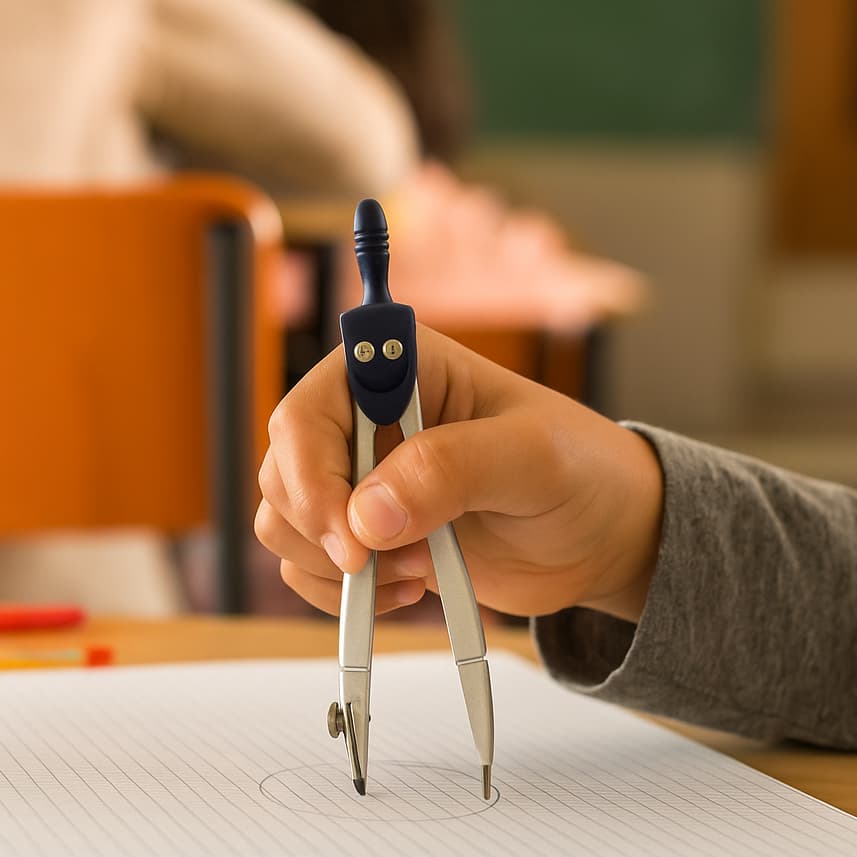 Compasso Escolar Metálico Azul Yins com Estojo Ideal para Geometria, Desenho Técnico e Estudantes