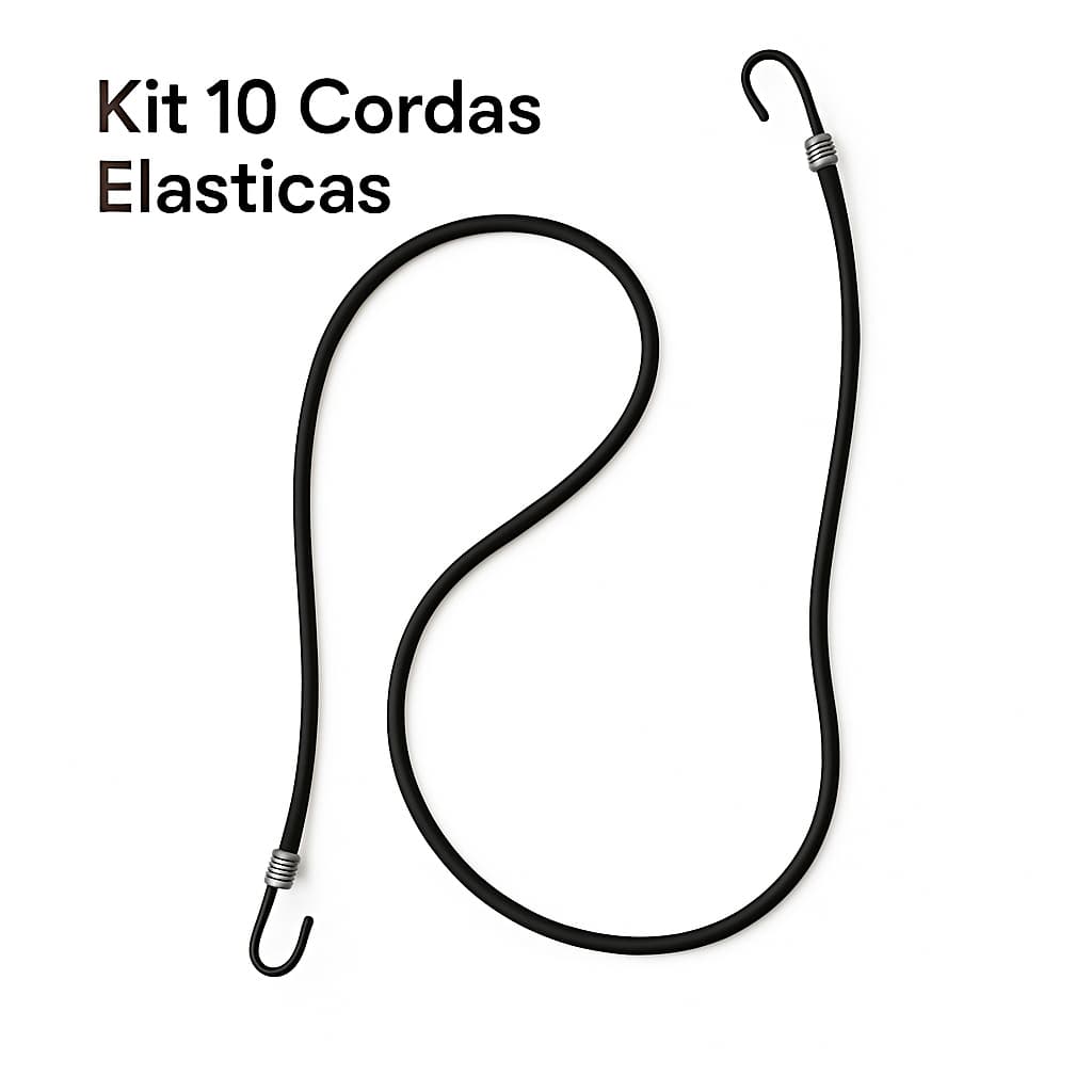 Kit 10 Cordas Elásticas Reforçadas com Gancho Metal 1m 2m 3m Para Moto Caminhão Carga