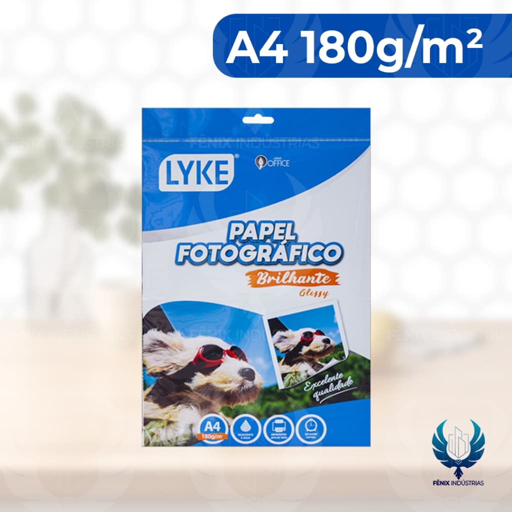 📸 Papel Fotográfico Brilhante LYKE A4 - 180g/m² - 20 folhas | Formato A4 | Acabamento Glossy
