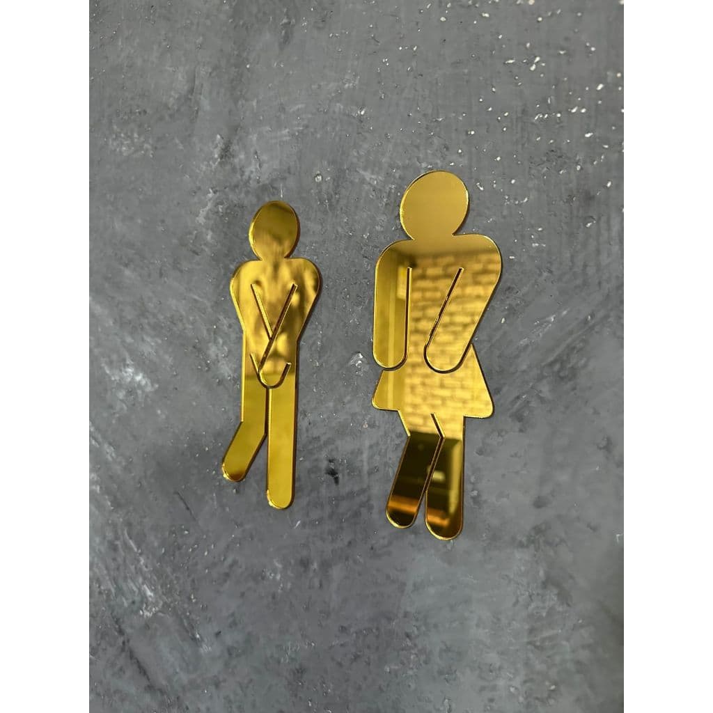 Kit 2 Acrílicos Banheiro Feminino e Masculino - Acrílico Espelhado 2mm | Placa Sinalização