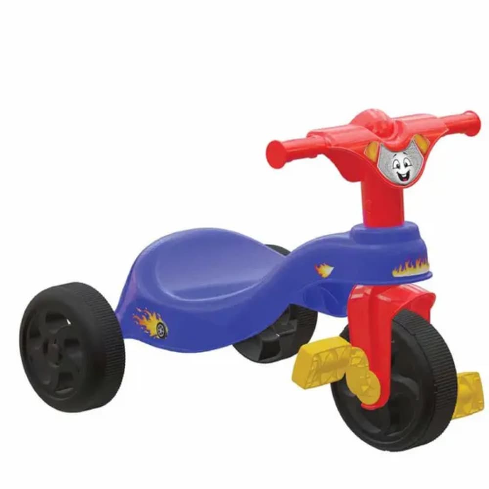 Triciclo Azul Infantil Com Pedal Motoquinha Pais e Filhos