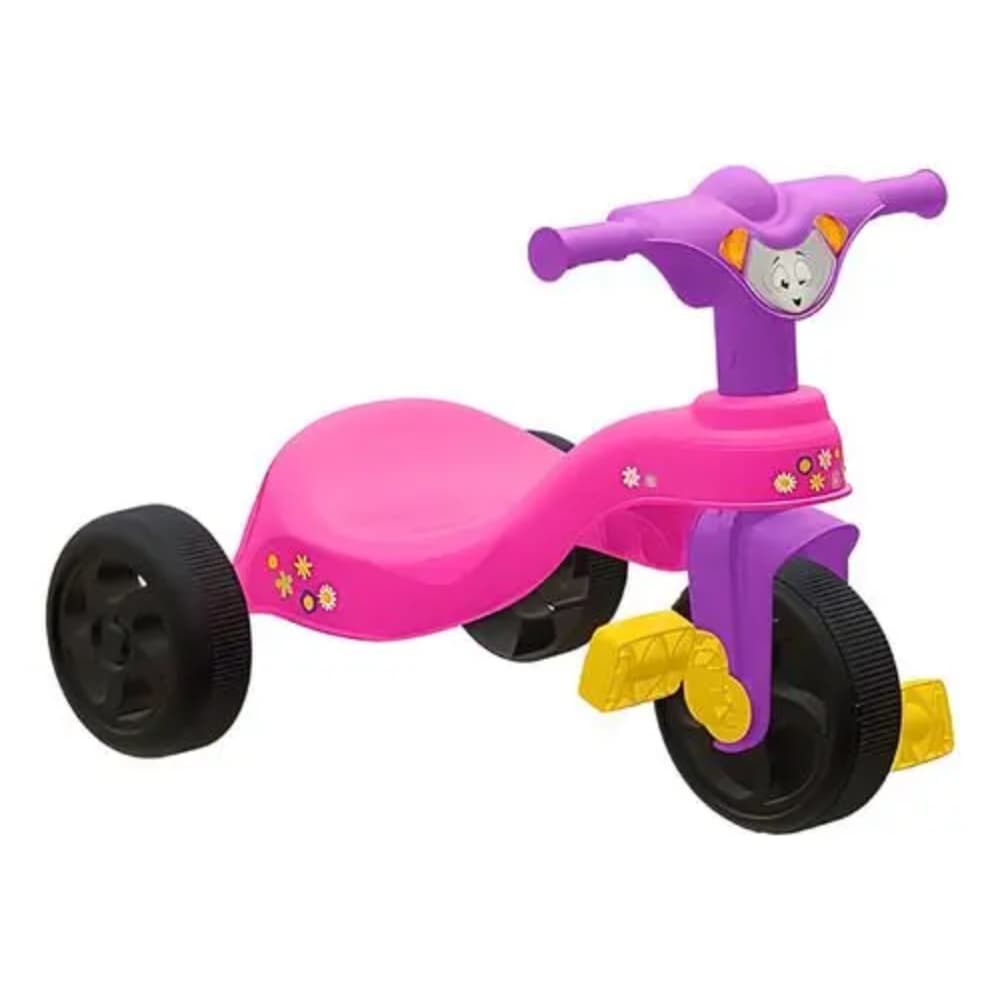 Triciclo Rosa Infantil Com Pedal Motoquinha Pais e Filhos