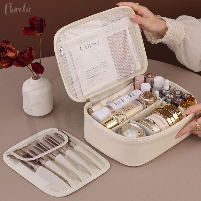 Necessaire Feminina com Zíper Ideal para Viagem Alta Capacidade Elegância Impermeável Premium.