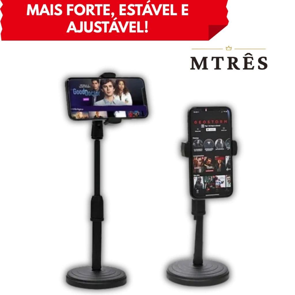 Suporte Tripé Para Mesa Celular Mini Pedestal Ajustável 360°