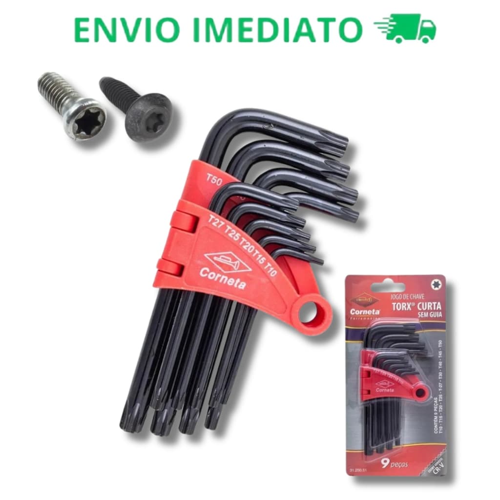 Jogo Chave Torx Curta Profissional T10 A T50 9 Peças -  Corneta