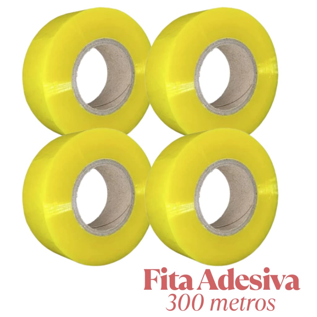 Fita Adesiva Kit Com 4 Rolos com 300m cada Transparente Durex