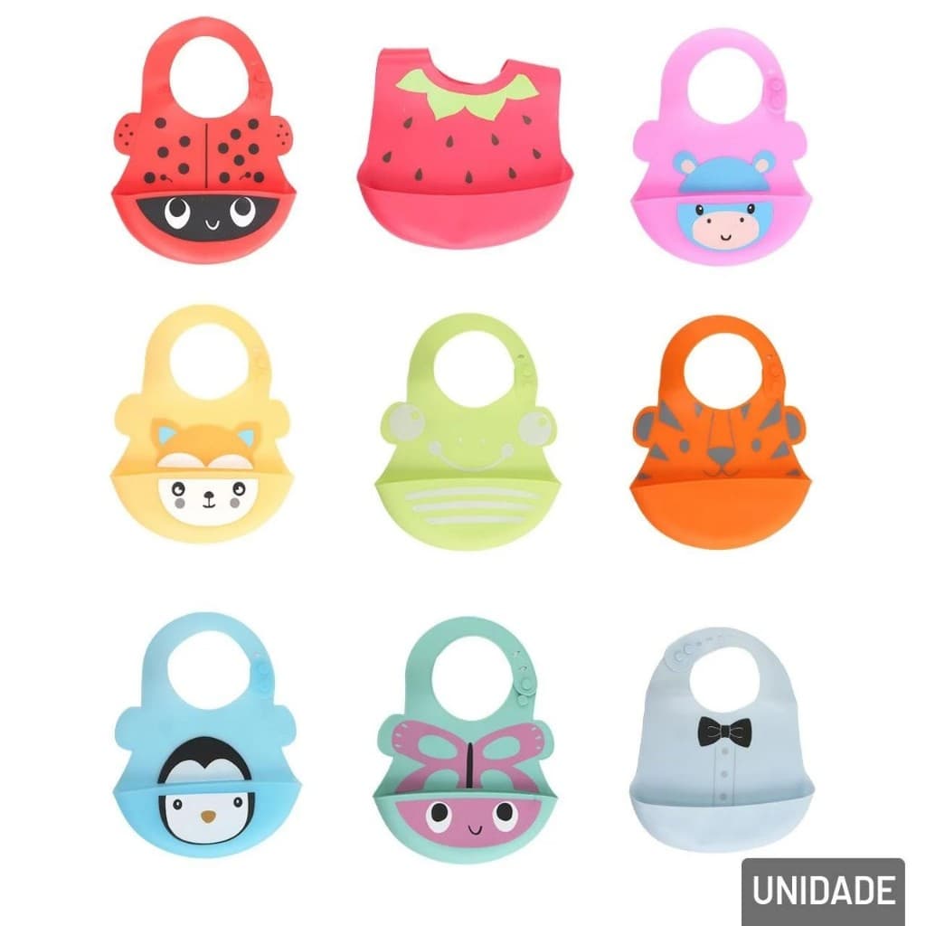 Babador de Silicone com Pega Migalhas Sortidos