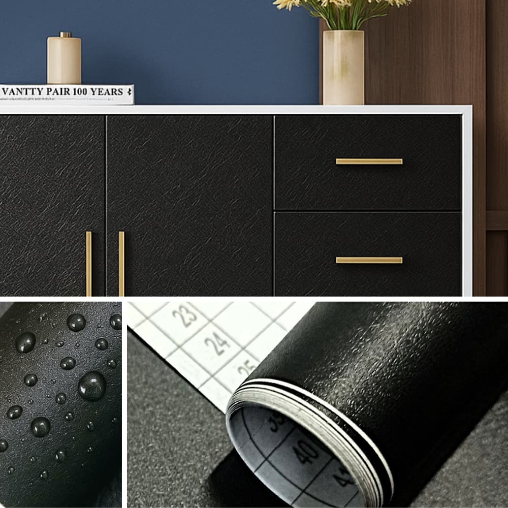 Adesivo Vinil Preto Fosco 45cm de largura para Encapar Cobrir Envelopar Papel de Parede Lavável