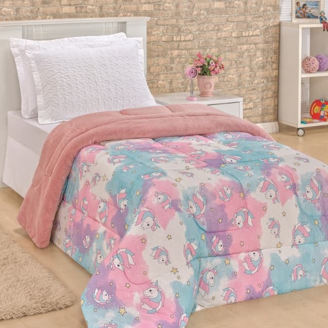 Coberdrom Personagem Infantil Solteiro Manta Soft Dupla Face 100% Algodão Fio 30/1 Penteado