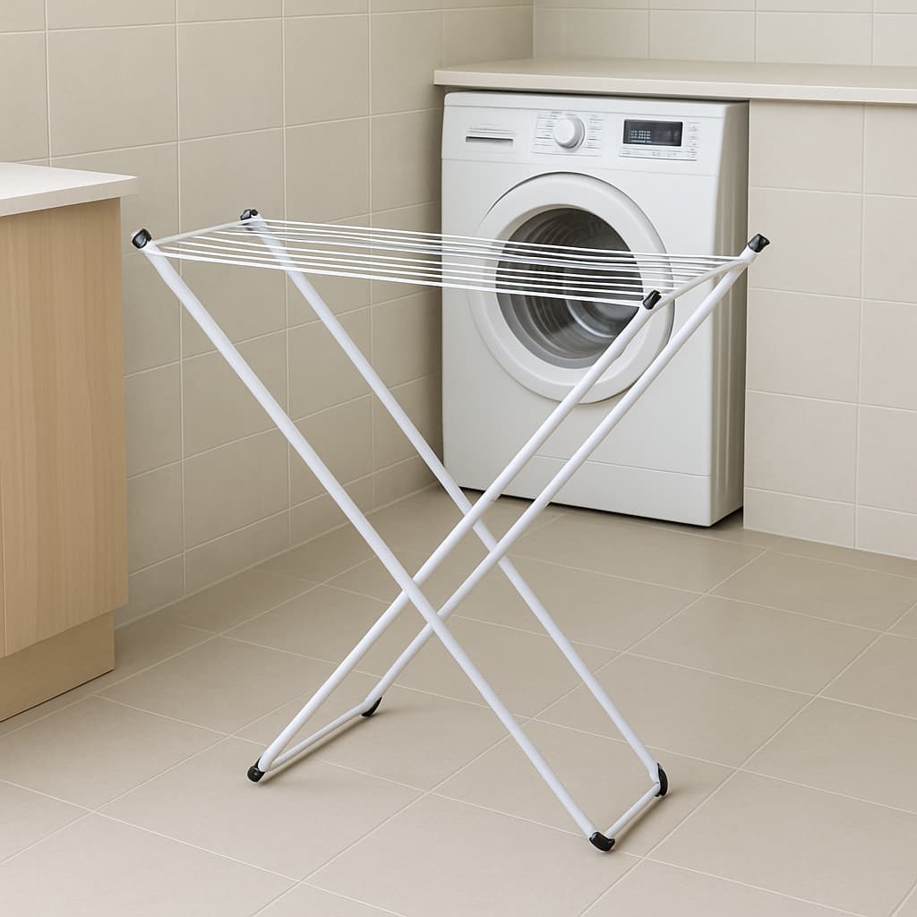 Varal de Chão Ideal Para Apartamento Lavanderia Aço Compacto Slim Sem Abas Antiderrapante Envio Imediato