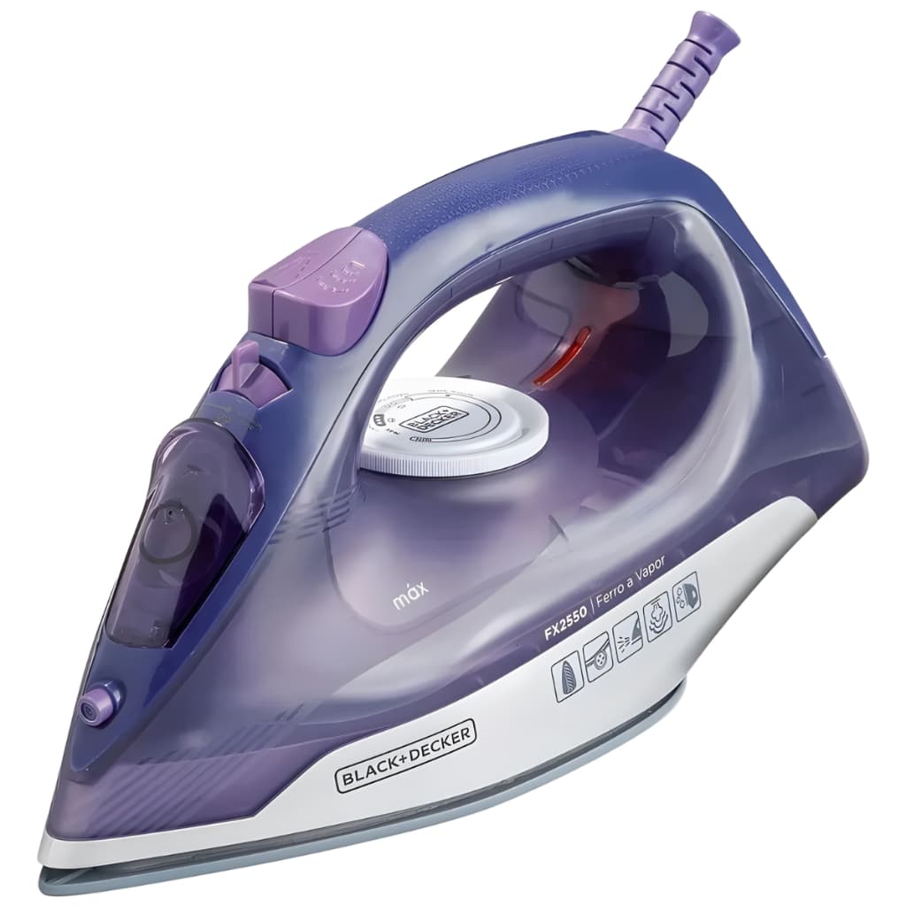 Ferro a Vapor Black+Decker FX2550 1200W Base Antiaderente Vapor Vertical Spray Frontal Reservatório