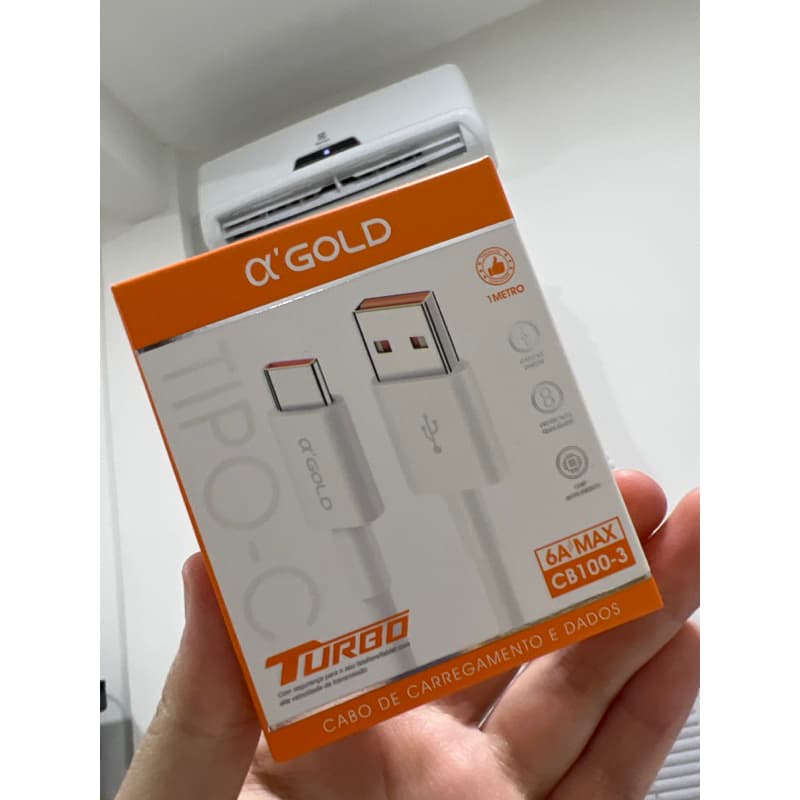 Cabo carregamento tipo C turbo AGold 1 metro 6A MAX CB100-3