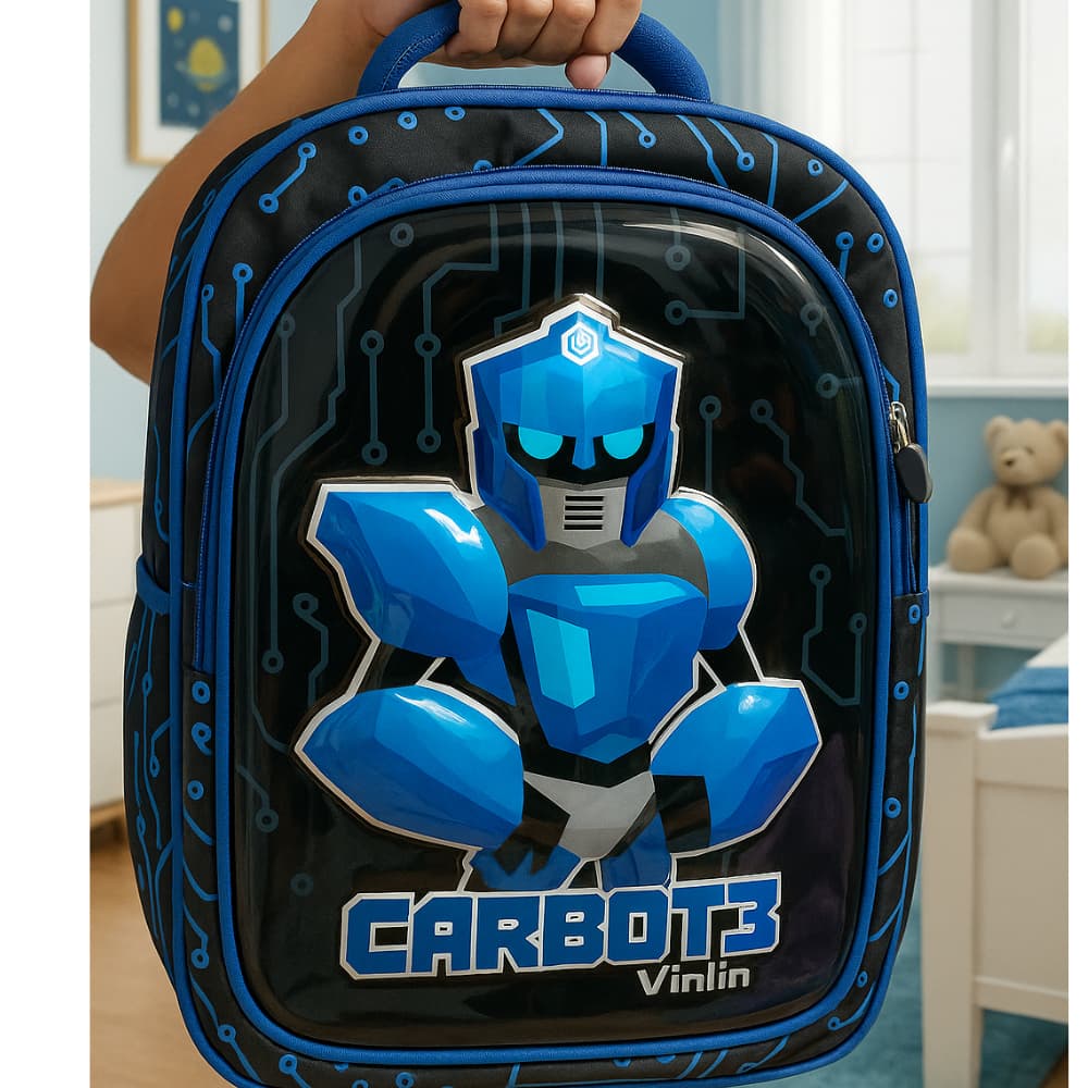 Mochila Infantil Escolar 3D De Robô Caredts Reforçada Menino Menina Creche - Yins