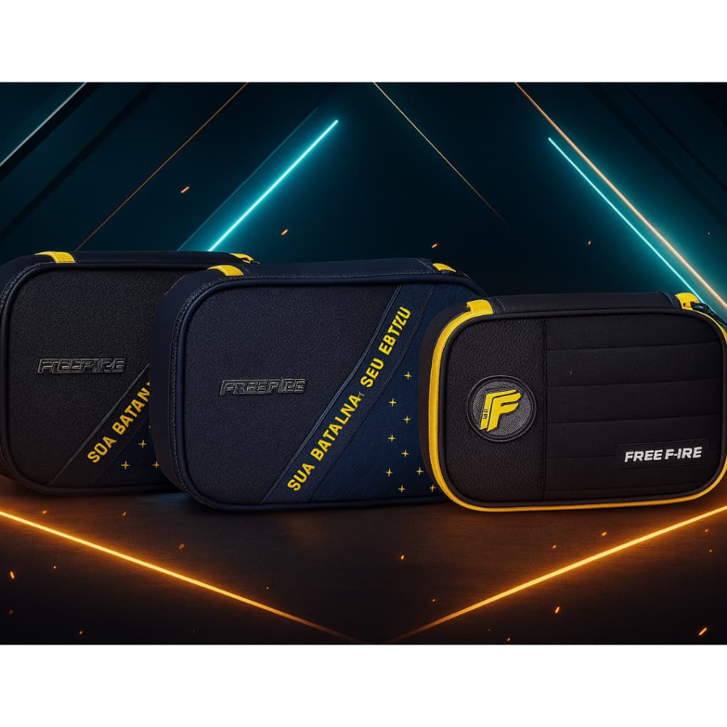 Estojo Escolar Grande Free Fire para Meninos – Modelo Box Masculino Clio Style, Produto Oficial