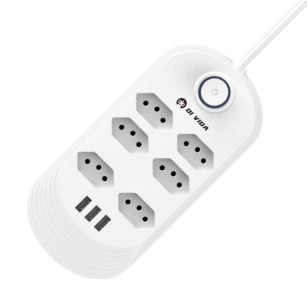 Filtro De Linha Inteligente Régua Elétrica Extensão proteção zov, 6 tomadas tipo-j, 3 usb Super Proteção Bivolt