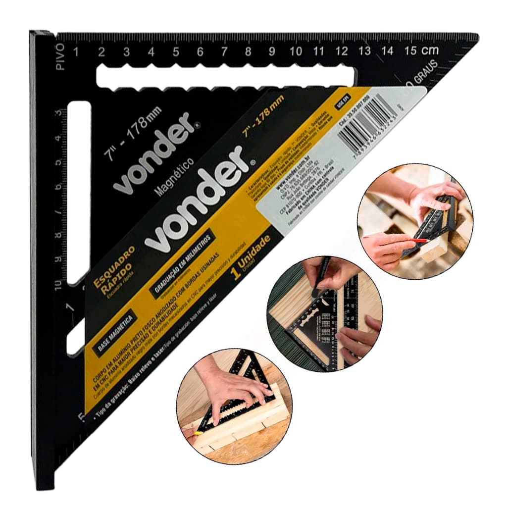 Esquadro VONDER Rápido De 7 Polegadas Base Magnética