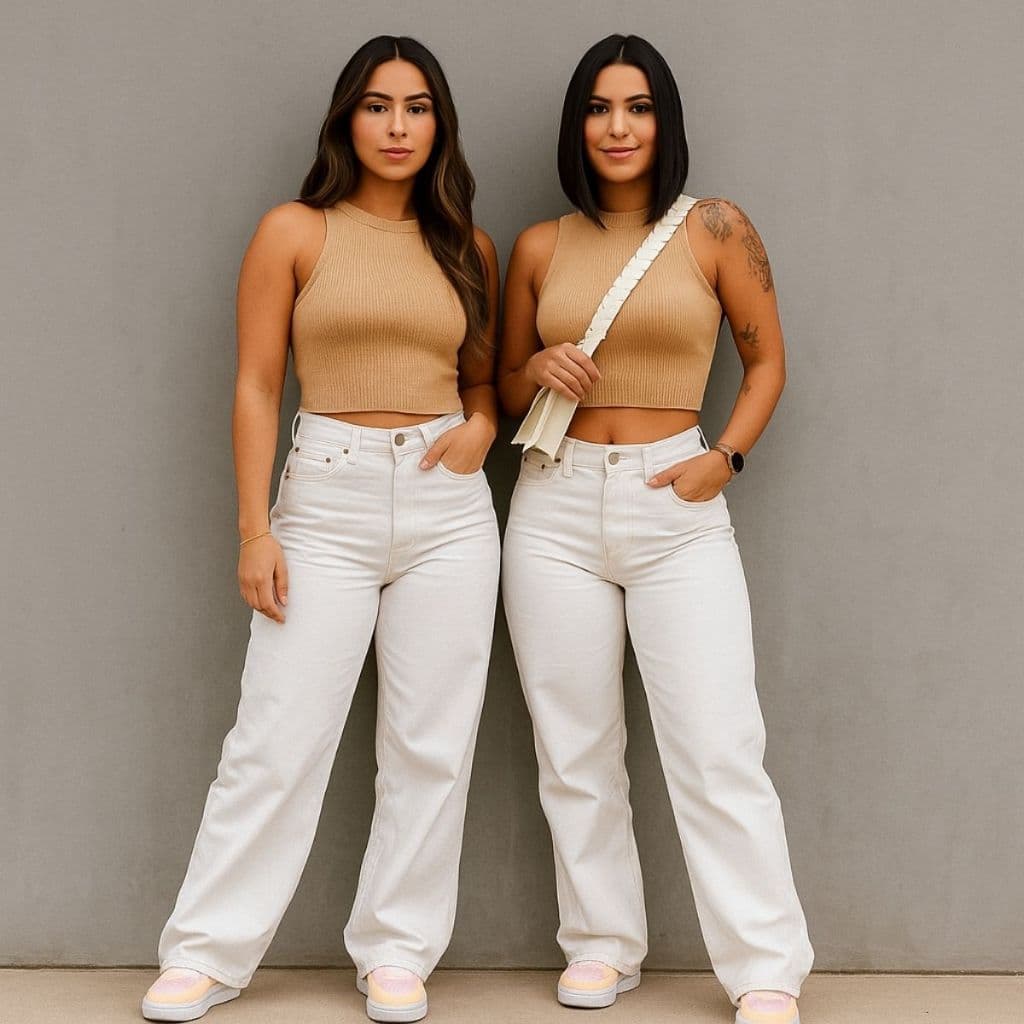 Kit 2 Calça Jeans Pantalona Wide Leg Branca Feminina Envio Imediato