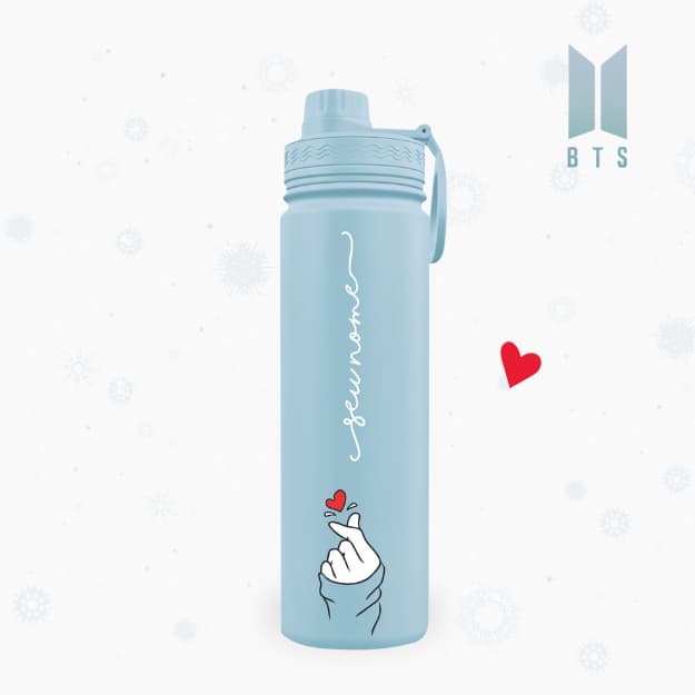 Garrafa Térmica com Alça Personalizada com Nome Presente Kpop Fã BTS - Finger Heart