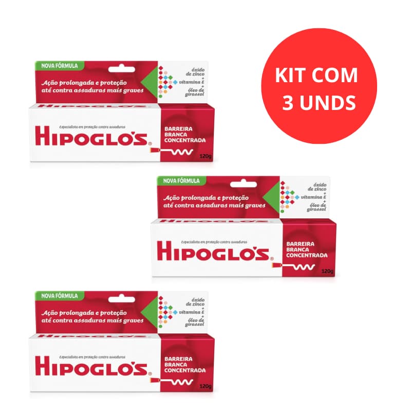 KIT C/3 Hipoglos Pomada Prev Assaduras Original 120g