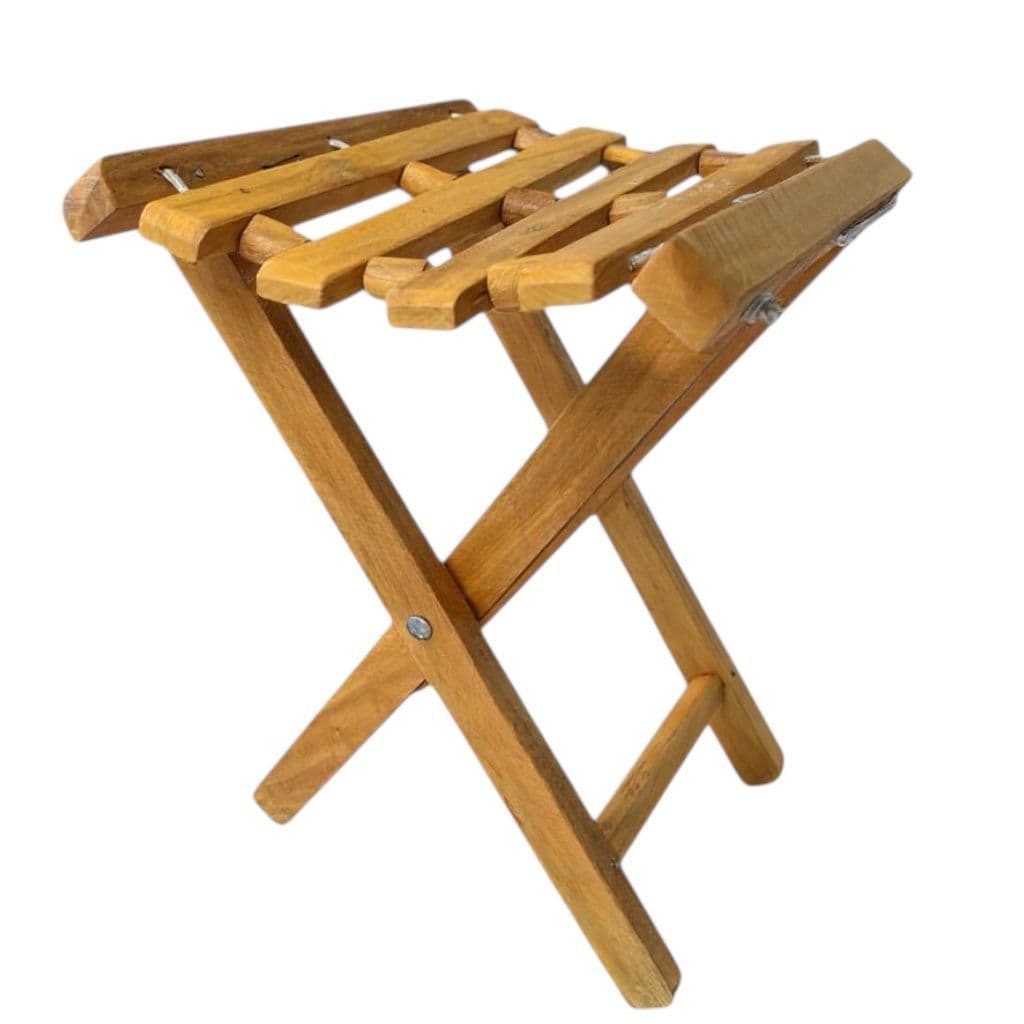 Banqueta Dobrável 34cm Madeira Maciça Portátil Camping