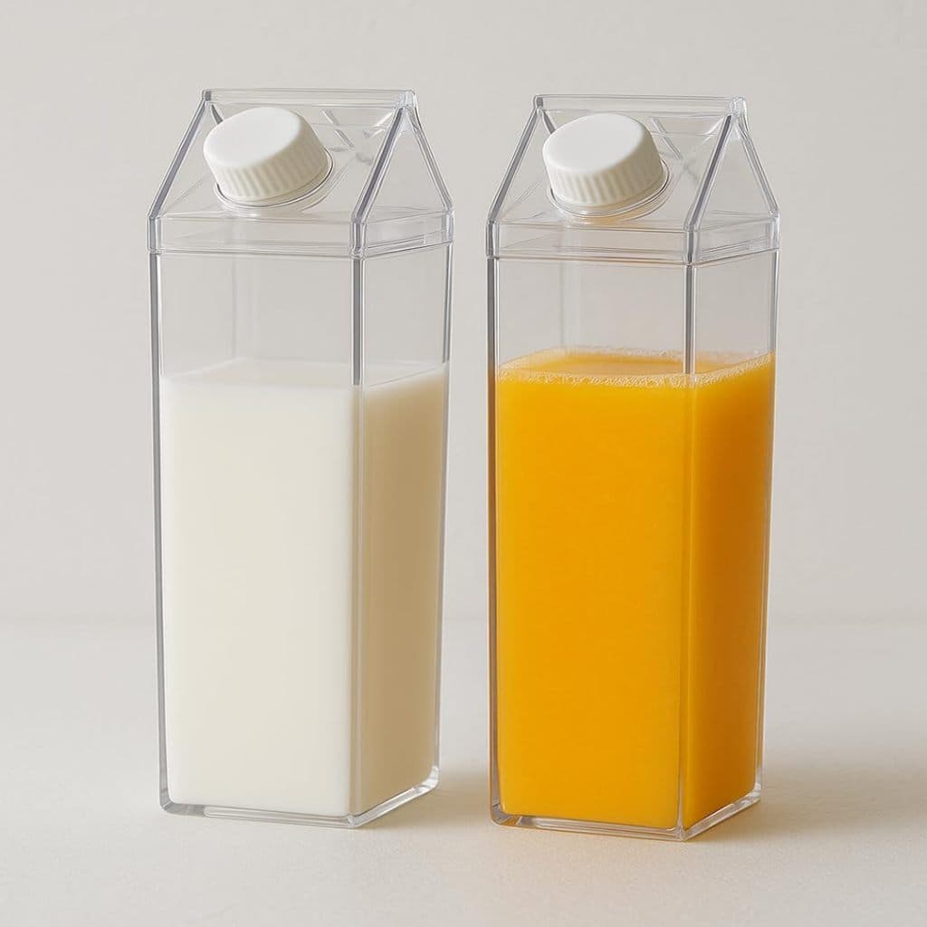 Garrafa Caixa de Leite Acrílica Transparente Leite Bem Gelado Bebidas Geladeira Organização 1 litro