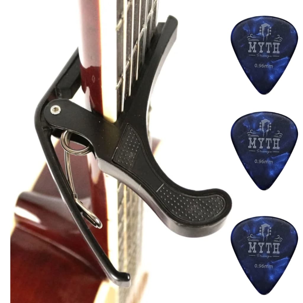 Capotraste Pestana Braçadeira Violão Guitarra Ukulele + 3 Palhetas