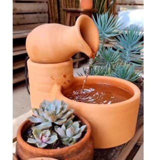 Fonte de água cerâmica/barro decorativa, bebedouro para gatos, Santa Ceia