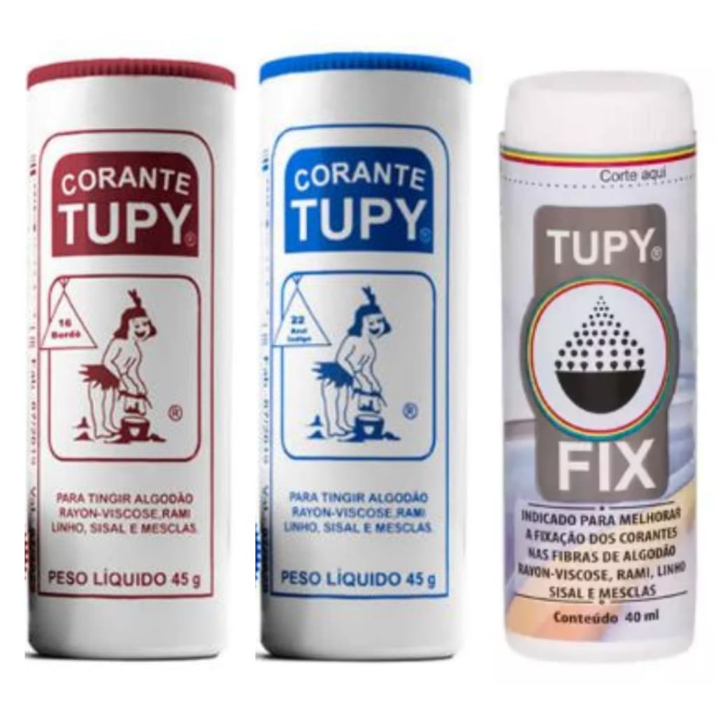 Kit Tupy para Tingir Roupas – 2 Tintas + Fixador | Cores Vibrantes Para Algodão