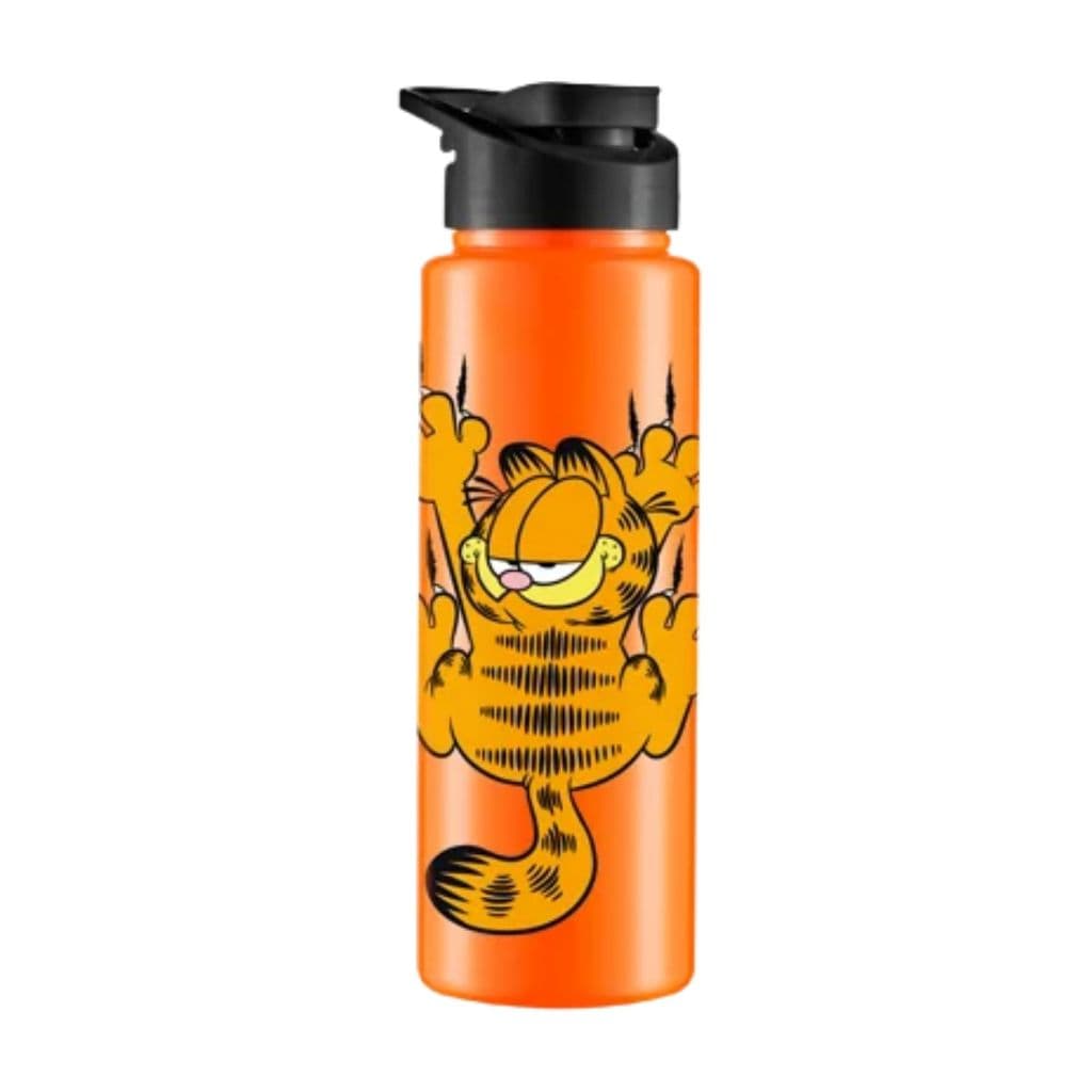 Garrafa Plástica Squeeze Sport Garfield Laranja Com Tampa E Alça Preta 750ml BPA Free