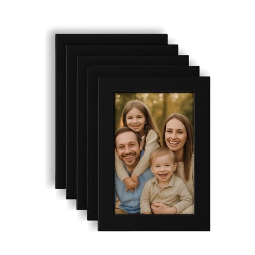 Kit Com 5 Porta Retrato 10x15cm Preto Com Vidro.