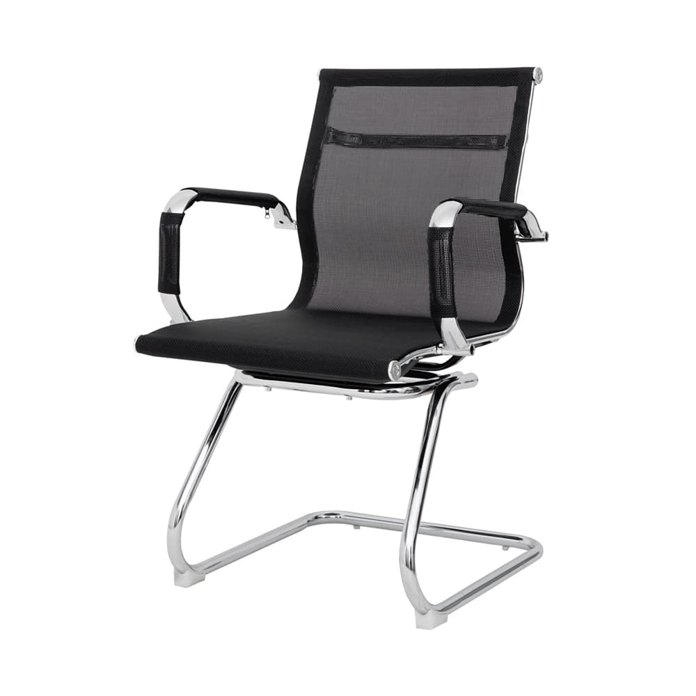 Cadeira Escritorio Diretor Londres Tela Mesh Interlocutor Office Preta com Base Fixa
