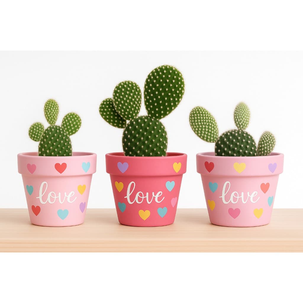 Trio de Vasos de Barro Pintados à Mão – Decoração Amorosa e Charmosa para Seu Lar