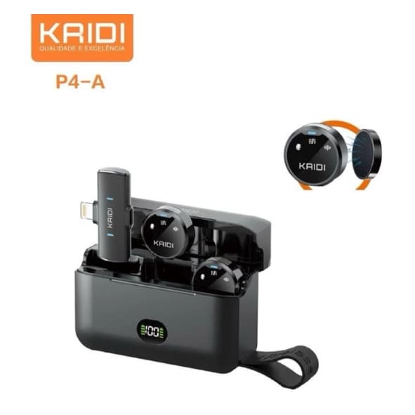 Microfone de Lapela Profissional Kaidi P4 Sem Fio Redondo Magnético Para Tipo C ou Iphone
